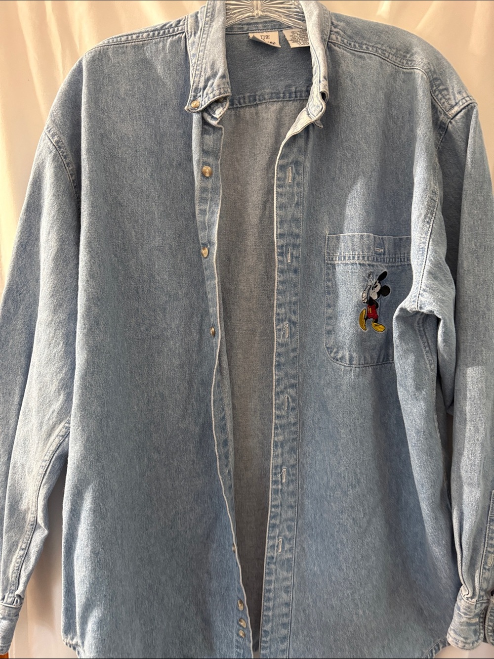 Disney Light Blue Denim Shirt with Mickey Embroidery